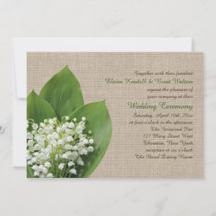 Lily of the Valley Wedding Invitation Burlap Einladung