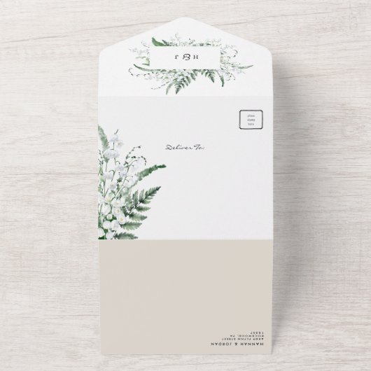 Lily of the Valley | Weiße Blumenhochzeit All In One Einladung (Außenbereich)