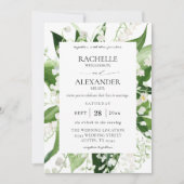 Lily of the Valley White Floral 2 Wedding Einladung (Vorderseite)