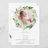 Lily of the Valley White Floral Baptism Einladung (Vorne/Hinten)
