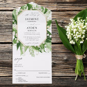 Lily of the Valley White Floral Wedding All In One Einladung