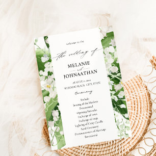 Lily of the Valley White Floral Wedding Program Einladung