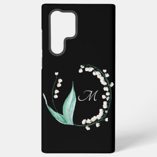 Lily of the Valley with Initial Black Samsung Galaxy Hülle