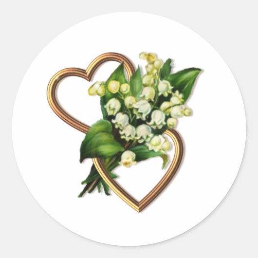 Lily of the Valley with Two Hearts Romantic Runder Aufkleber (Vorderseite)