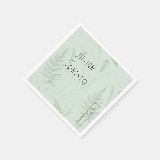 Lily of Valley | Bildgrün mit Illustration Serviette (Ecke)