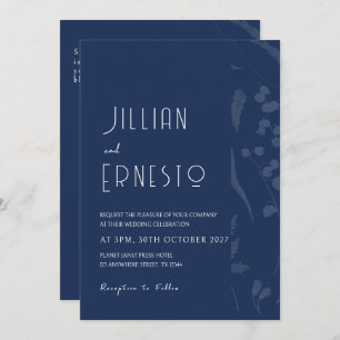 Lily of Valley   Deep Blue Solid mit verblasster K Einladung