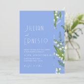 Lily of Valley | Light Blue Solid mit Edge White Einladung (Stehend Vorderseite)