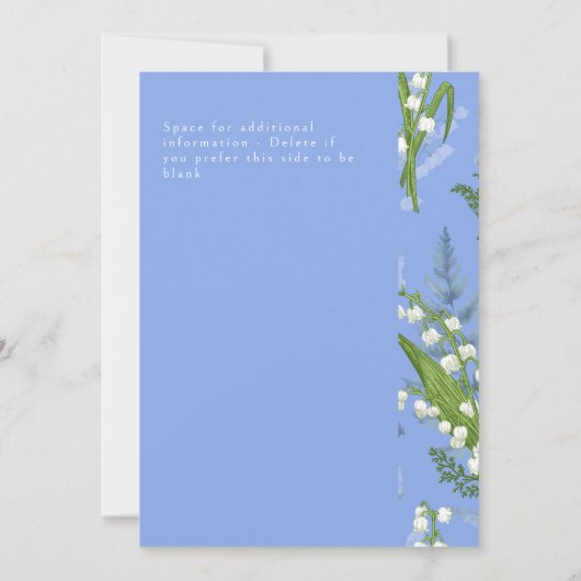 Lily of Valley | Light Blue Solid mit Edge White Einladung (Rückseite)