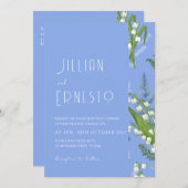 Lily of Valley | Light Blue Solid mit Edge White Einladung (Vorne/Hinten)