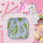 Lily of Valley mit Ferns | Babyblau Pappteller (Party)