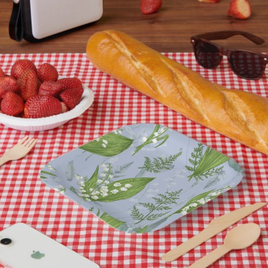 Lily of Valley mit Ferns | Babyblau Pappteller (Picknick)