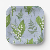 Lily of Valley mit Ferns | Babyblau Pappteller (Vorderseite)