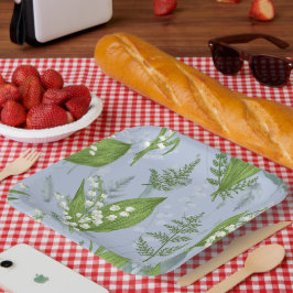 Lily of Valley mit Ferns | Babyblau Pappteller