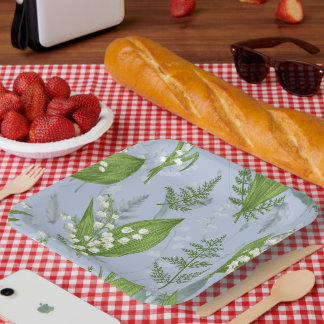 Lily of Valley mit Ferns | Babyblau Pappteller