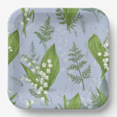 Lily of Valley mit Ferns | Babyblau Pappteller (Vorderseite)