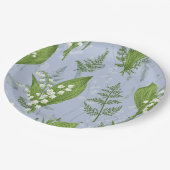 Lily of Valley mit Ferns | Babyblau Pappteller (Schrägansicht)