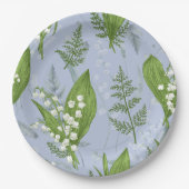Lily of Valley mit Ferns | Babyblau Pappteller (Vorderseite)