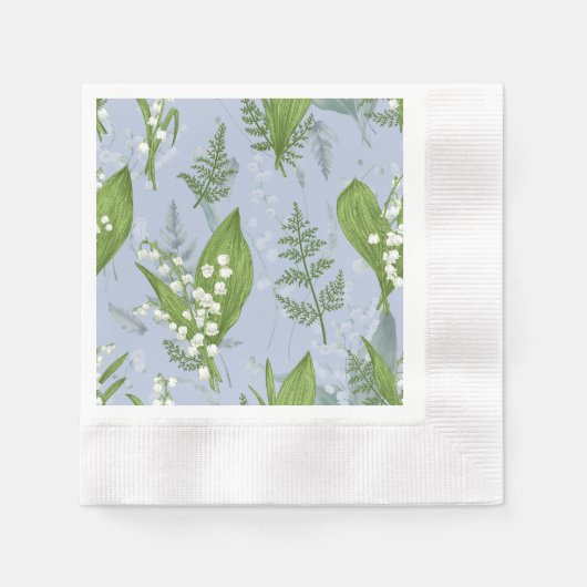 Lily of Valley mit Ferns | Babyblau Serviette (Vorderseite)