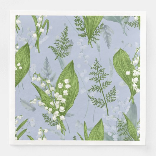 Lily of Valley mit Ferns | Babyblau Serviette (Vorderseite)