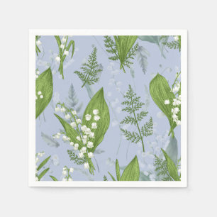 Lily of Valley mit Ferns Babyblau Serviette