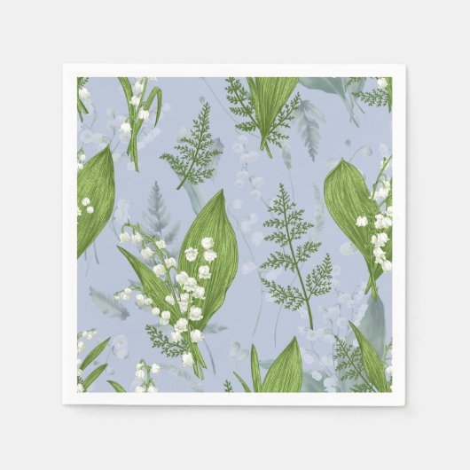 Lily of Valley mit Ferns | Babyblau Serviette (Vorderseite)