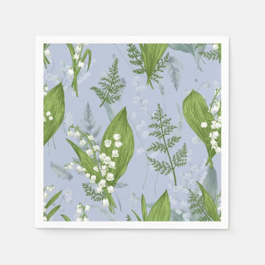 Lily of Valley mit Ferns | Babyblau Serviette (Vorderseite)