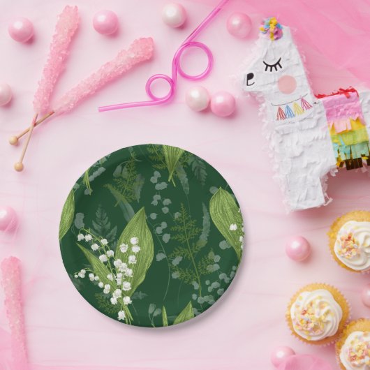 Lily of Valley mit Ferns | DDC Green Non Custom Pappteller (Party)