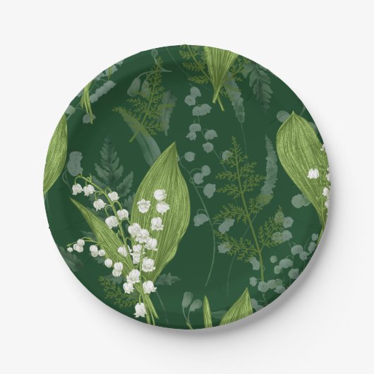 Lily of Valley mit Ferns | DDC Green Non Custom Pappteller (Vorderseite)