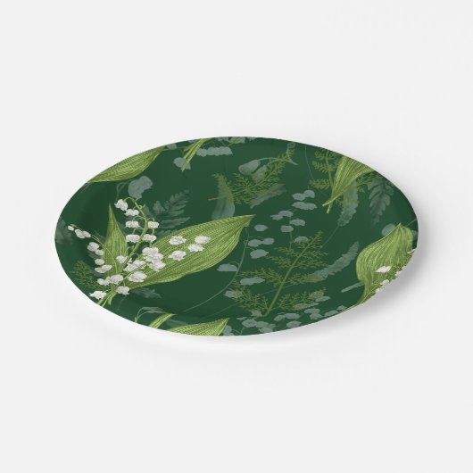 Lily of Valley mit Ferns | DDC Green Non Custom Pappteller (Schrägansicht)