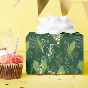 Lily of Valley mit Ferns   Dunkelgrün Geschenkpapier