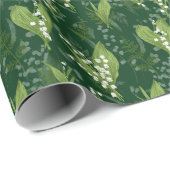 Lily of Valley mit Ferns | Dunkelgrün Geschenkpapier (Rolleneckpunkt)