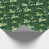 Lily of Valley mit Ferns | Dunkelgrün Geschenkpapier (Ecke)