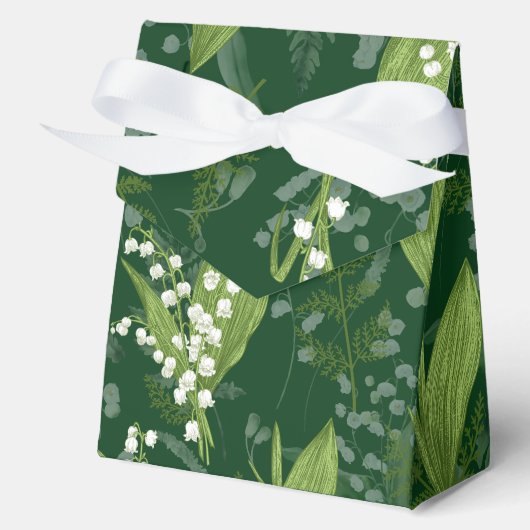 Lily of Valley mit Ferns | Dunkelgrün Geschenkschachtel (Vorderseite)