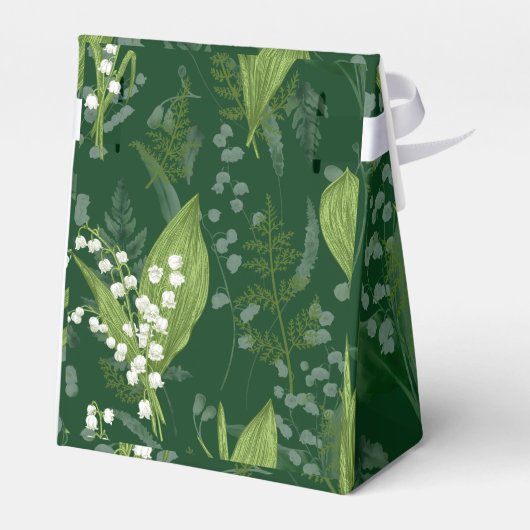 Lily of Valley mit Ferns | Dunkelgrün Geschenkschachtel (Rückseite)