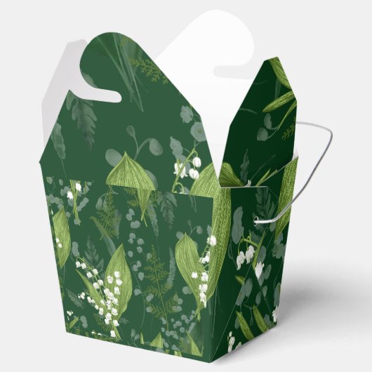 Lily of Valley mit Ferns | Dunkelgrün Geschenkschachtel (Geöffnet)