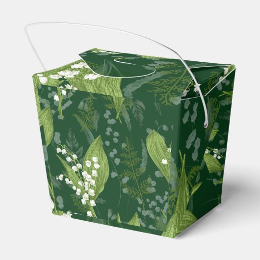 Lily of Valley mit Ferns | Dunkelgrün Geschenkschachtel (Rückseite)