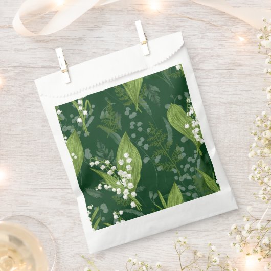 Lily of Valley mit Ferns | Dunkelgrün Geschenktütchen (Ausgeschnitten)
