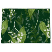 Lily of Valley mit Ferns | Dunkelgrün Große Geschenktüte (Vorderseite)
