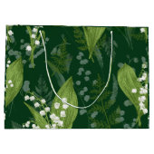 Lily of Valley mit Ferns | Dunkelgrün Große Geschenktüte (Rückseite)