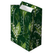 Lily of Valley mit Ferns | Dunkelgrün Mittlere Geschenktüte (Rückseite Schrägansicht)