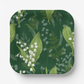 Lily of Valley mit Ferns | Dunkelgrün, nicht kunde Pappteller (Vorderseite)