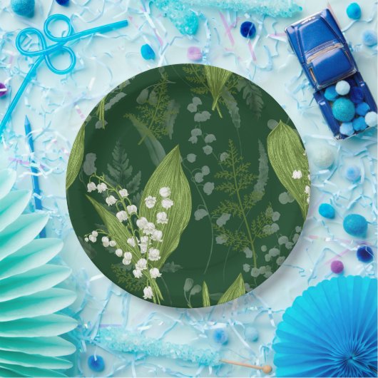 Lily of Valley mit Ferns | Dunkelgrün, nicht kunde Pappteller (Party)