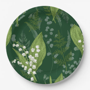 Lily of Valley mit Ferns   Dunkelgrün, nicht kunde Pappteller