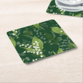 Lily of Valley mit Ferns | Dunkelgrün, nicht kunde Rechteckiger Pappuntersetzer (angewinkelt)