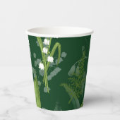 Lily of Valley mit Ferns | Dunkelgrün Pappbecher (Vorderseite)