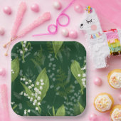 Lily of Valley mit Ferns | Dunkelgrün Pappteller (Party)