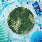 Lily of Valley mit Ferns | Dunkelgrün Pappteller (Party)