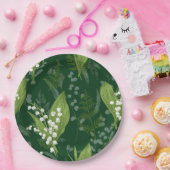 Lily of Valley mit Ferns | Dunkelgrün Pappteller (Party)