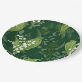Lily of Valley mit Ferns | Dunkelgrün Pappteller (Schrägansicht)