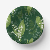 Lily of Valley mit Ferns | Dunkelgrün Pappteller (Vorderseite)